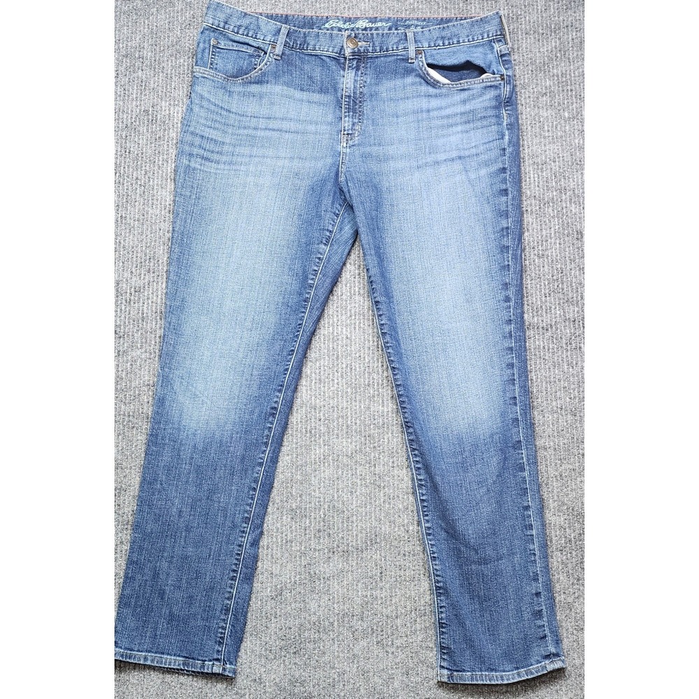 Eddie Bauer Womens 16 Boyfriend Slim Leg Jeans Medium Wash Blue Denim Pants